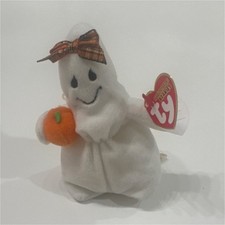 Ty Beanie Baby Ghoulianne Ghost Plush with Pumpkin and Heart Tag 1999