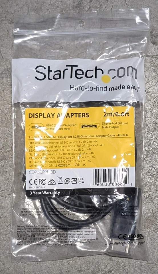 StarTech.com 6.6ft (2m) USB C to DisplayPort 1.2 Cable 4K 60Hz - Bidirectional - Image 2 of 4