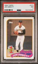 1989 TOPPS #573 JIM ABBOTT ROOKIE RC PSA 7