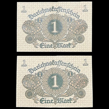2x 1920 German 1 Mark Banknote Great War WW1 Kaiser 2nd Reich Money Imperial