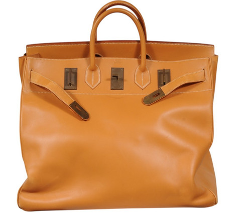 Hermes Vintage 1990's Haut à Courroies Hac 50 Birkin Vache Natural ravel Duffle