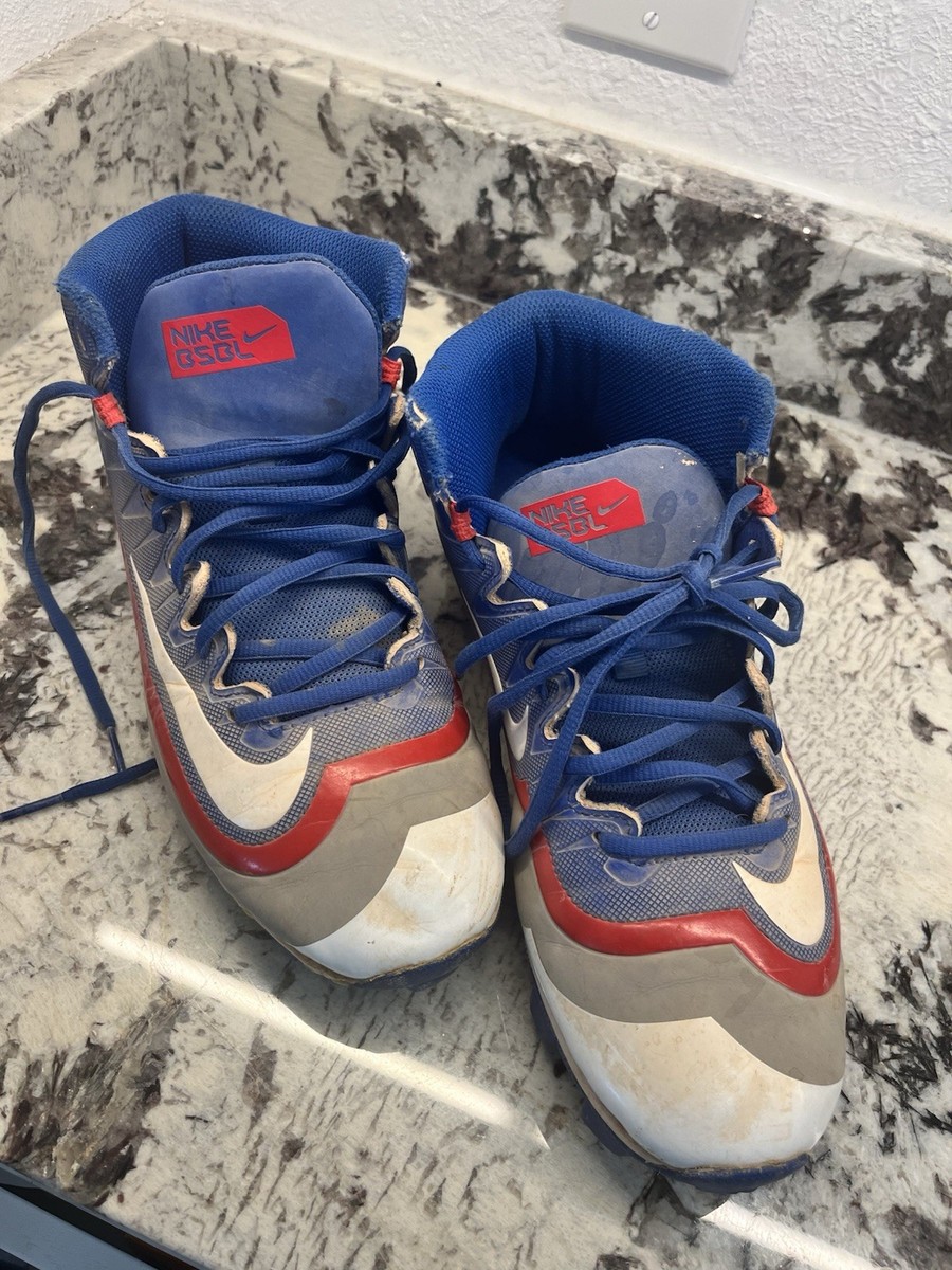 バスケットボールシューズ ホワイト/ネイビー/レッド Nike Red White Blue Baseball Cleats Men's Size 8 | eBay