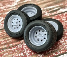 1/24 Scale: 15-inch  Weld Draglite  Resin Wheels W/ Wide Rear Tires
