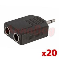 20Pcs 2x6.35mm Stereo Jack to 3.5mm 1/8" Mono Plug Adapter Audio Converter