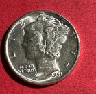 1941 Choice Uncirculated US Mercury SILVER Dime "Philadelphia" Mint! Old Coin!