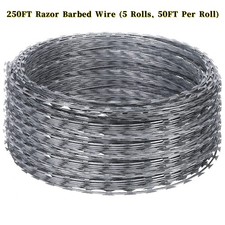 GRAVEE Razor Wire 250FT Razor Barbed Wire 50FT Per Roll Razor Fencing