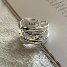 925 Sterling Silver Open Ring for Women Minimalist Adjustable Handmade Jewelry