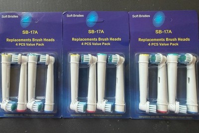 12 PCS For Oral-B SB-17A Flexisoft Replacement Toothbrush Heads Soft Bristles