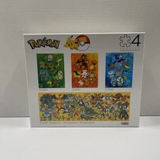 Pokémon Pikachu Nintendo Buffalo Games 4 in 1 Multipack Panoramic Puzzle Bag