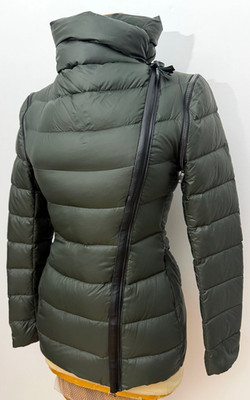 Mackage Qeren Light Down Green Convertible Vest Jacket Leather Trim Size Small