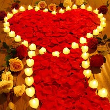 7000 Pieces Artificial Rose Petals with 72 Pieces Romantic Heart Led Tealight...