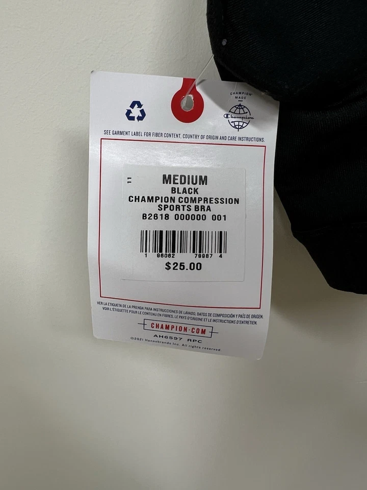 Champion Black Compression Sports Bra Size M New With Tags - Image 3 of 4