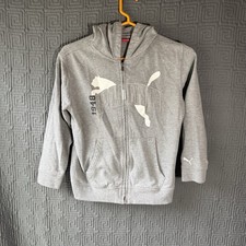 Puma Full Zip Hoodie Boys Small Grey Gray Sport Lifestyle Cotton Blend