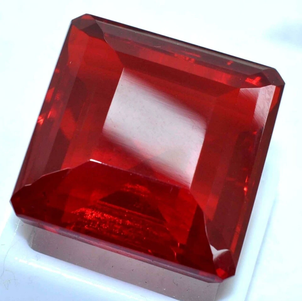 AAA+ Large Mozambique Red Ruby 85.7 Ct. Square Cut Loose Gemstone Gift for Women - Image 2 of 4