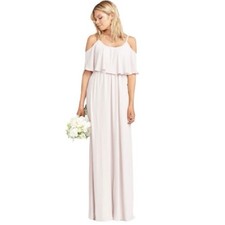 Show Me Your Mumu Caitlin Ruffle Maxi Dress Women’s Small Off White Bridal NWT