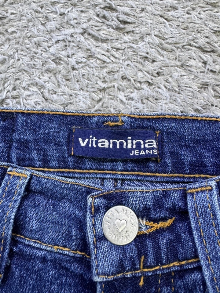 Pantalones de mezclilla Vitamina para mujer 26 tiro alto pierna recta mamá de colección hechos en Italia Y2K Foto 3 de 4