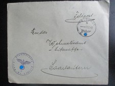 X4642 Umschlag FPNr. L 49137 vom 13.8.43 an Wehrmeldeamt Saarlautern