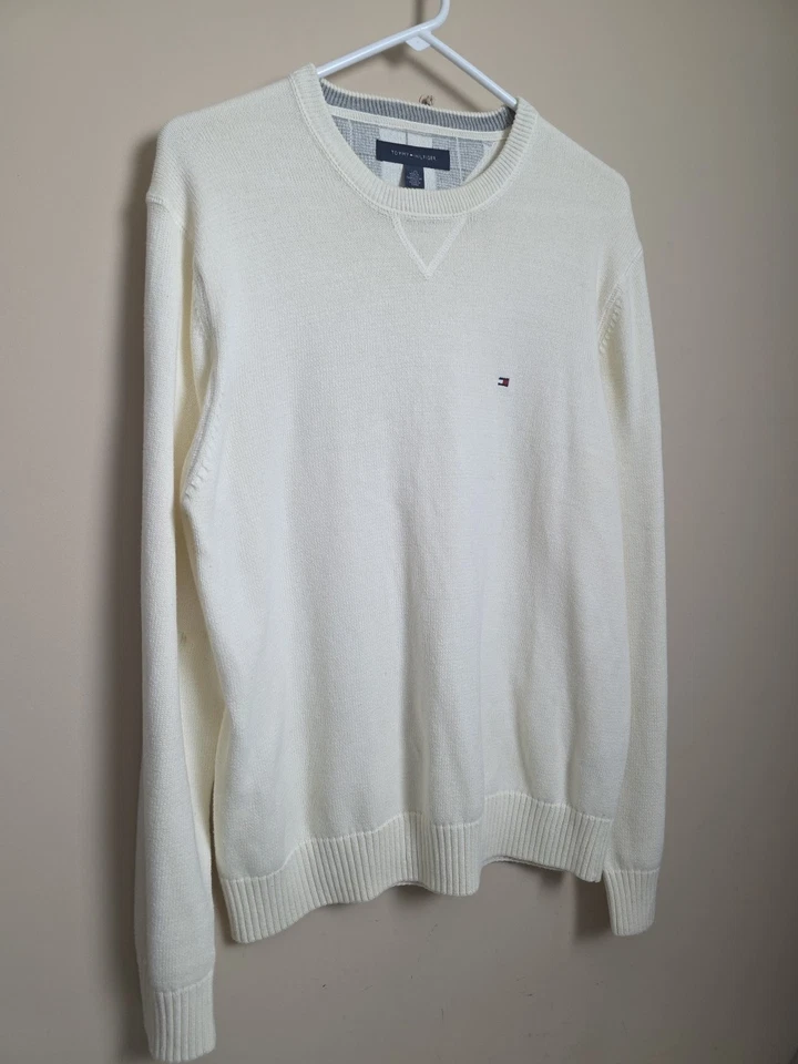 Suéter Tommy Hilfiger Calce Grande Para Hombre Grande Marfil Manga Larga  Foto 2 de 4