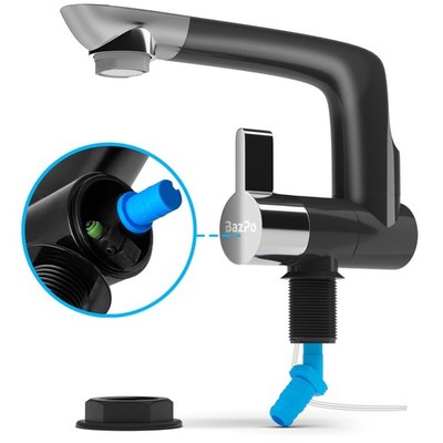 Bazpo 12V Electric Water Plastic Faucet with Switch | 6A Single Hole RV (Black)