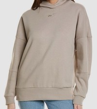 Reebok Women's Ash Gray Logo Oversized Lux Hoodie Sweater Size XL