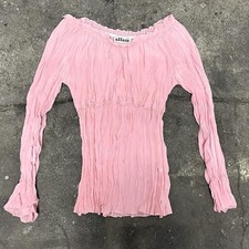 Y2k mauve pink long sleeve sheer crinkle top size small-large