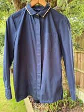 NEXT UK 12 EU 40 Navy Long Sleeve Collared Shirt Top  100% Cotton Front Pocket
