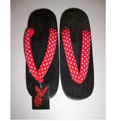 Neu mit Etikett rot, japanische Holz Geta, Kimono Yukata Schuhe Flip Flops 24 cm, Max UK5,5