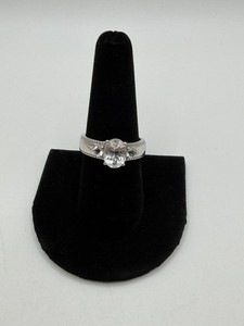 Djoy 925 Sterling Silver Oval CZ Engagement Ring Size 9 Milgrain Setting