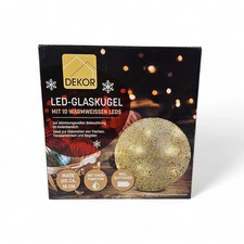 DEKOR LED Glaskugel 18cm mit Timer & Batterien 10 warmweiße LEDs Weihnachtsdeko