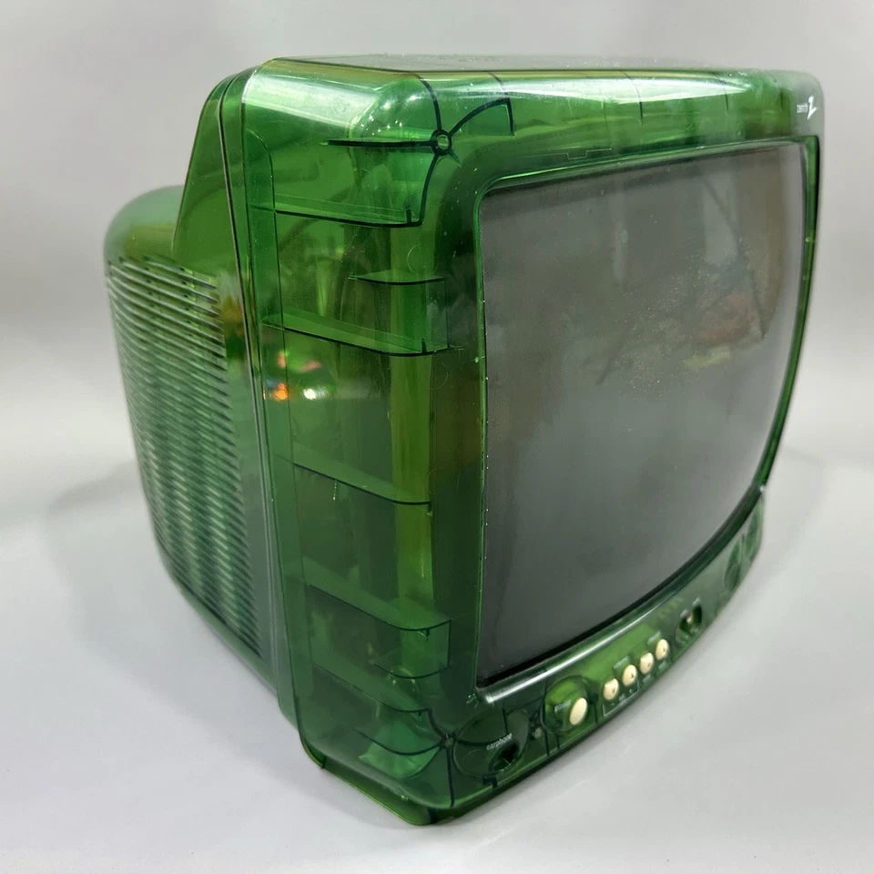 Zenith Clear Transparent Green 13" Color Prison CRT TV Vintage C13A04LG Retro - Image 4 of 4