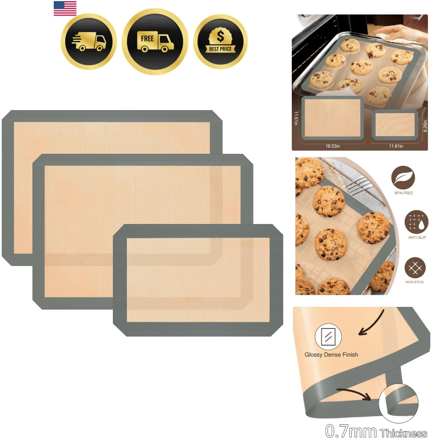 Silicone Baking Mat, 3 Pack Reusable Baking Sheet, Non-Stick ＆ Food Safe Sili...
Opens in a new wind