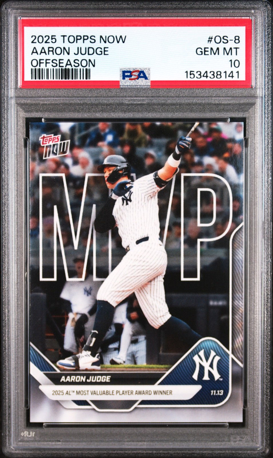 2025 TOPPS NOW OFFSEASON #OS-8 AARON JUDGE PSA 10
