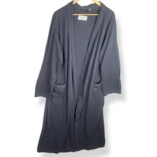 Frette Mens Robe Size XL Navy 100% Cotton Lounge Housecoat Made in Turkey Luxury