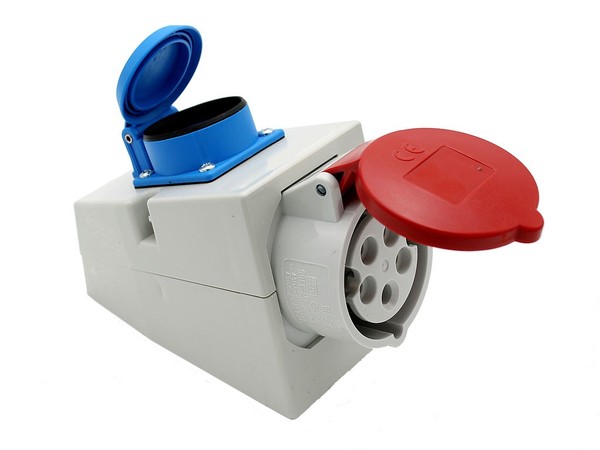Cee Starkstrom Kombidose 5-Polig 400V / 16A IP44 Mit Schukosteckdose 230V / 16A-image