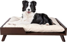 Elevated Dog Bed - 36  X 29.5  Indoor Pet Bed with Frame and Soft Cushion - Mid-