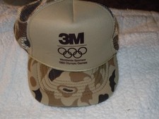Vintage 3M Worldwide Sponcer 1992 Olympic Games Camo Baseball Cap. Crown