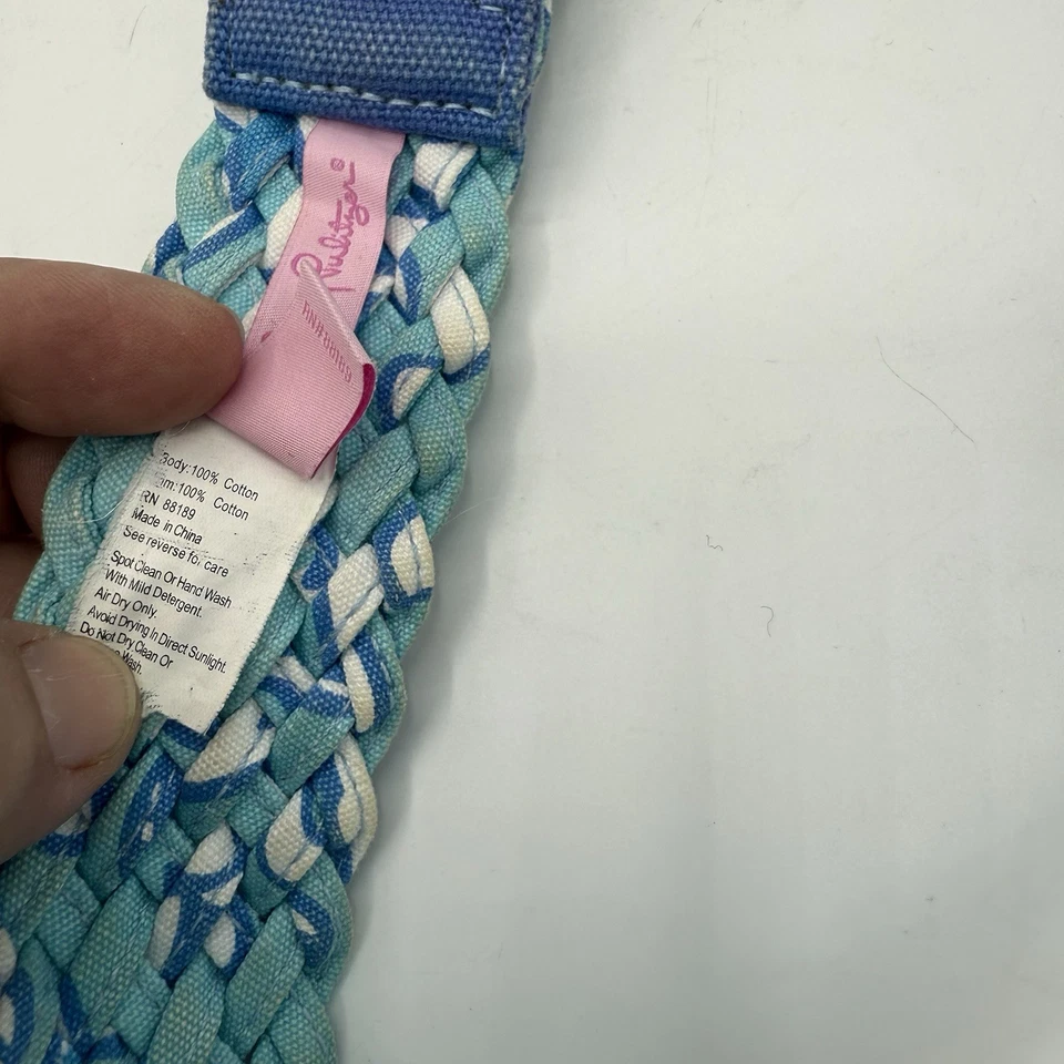 Плетеный пояс Lilly Pulitzer оплетка серебро кольцо D хлопок размер средний синий цвет морской волны - Изображение 3 из 4