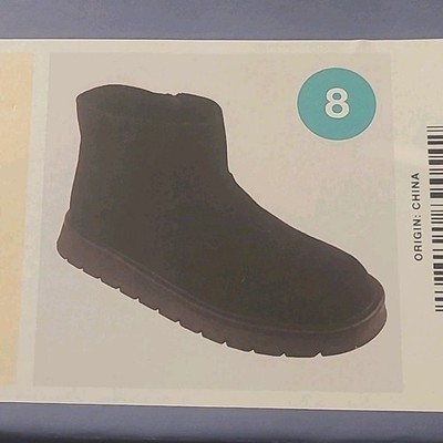 Universal Thread May Boots Black Memory Foam Zip Ankle Bootie Round Toe Women 8