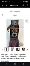 VTG Argus Argoflex Camera   75mm f/4.5 Lens   Leather Case   Untested