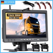 7" LCD Monitor Rückfahrkamera Set + 2 x FUNK Kabellos Rückseiten Kamera Bus LKW