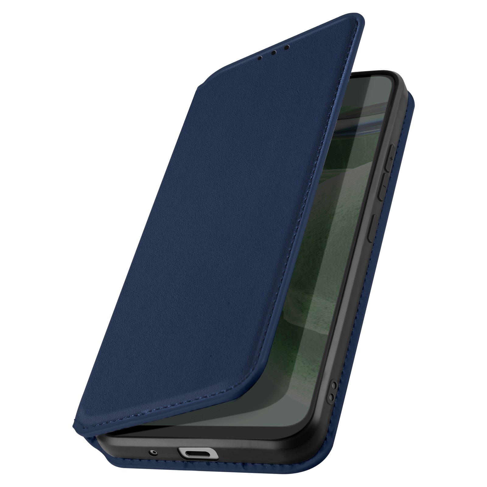 Coque portefeuille Galaxy M21 idéale pour regarder des vidéos en voyage coloris bleu