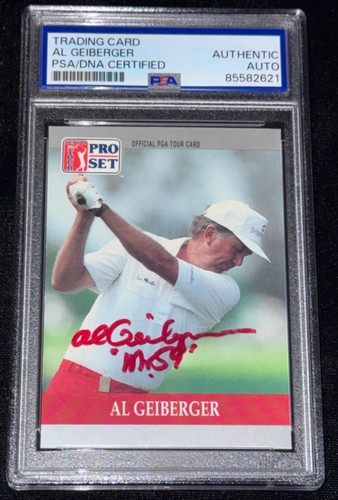 "1st To Shoot a 59" Al Geiberger Signed 1990 Pro Set Golf Rookie Card Auto PSA