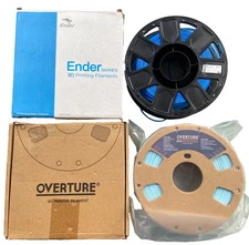 3D Printer Filament Lot Ender Series Overture PLA Professional Blue 1 New 1 Used