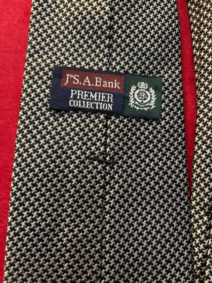 Corbata de boda gris pata de gallo de seda Jos A Bank Premier Collection 3,75x57 nueva sin etiquetas Foto 3 de 4