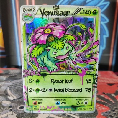 Venusaur Razor Leaf Graffiti ACG   Full Art Holo Custom Made Art Limited