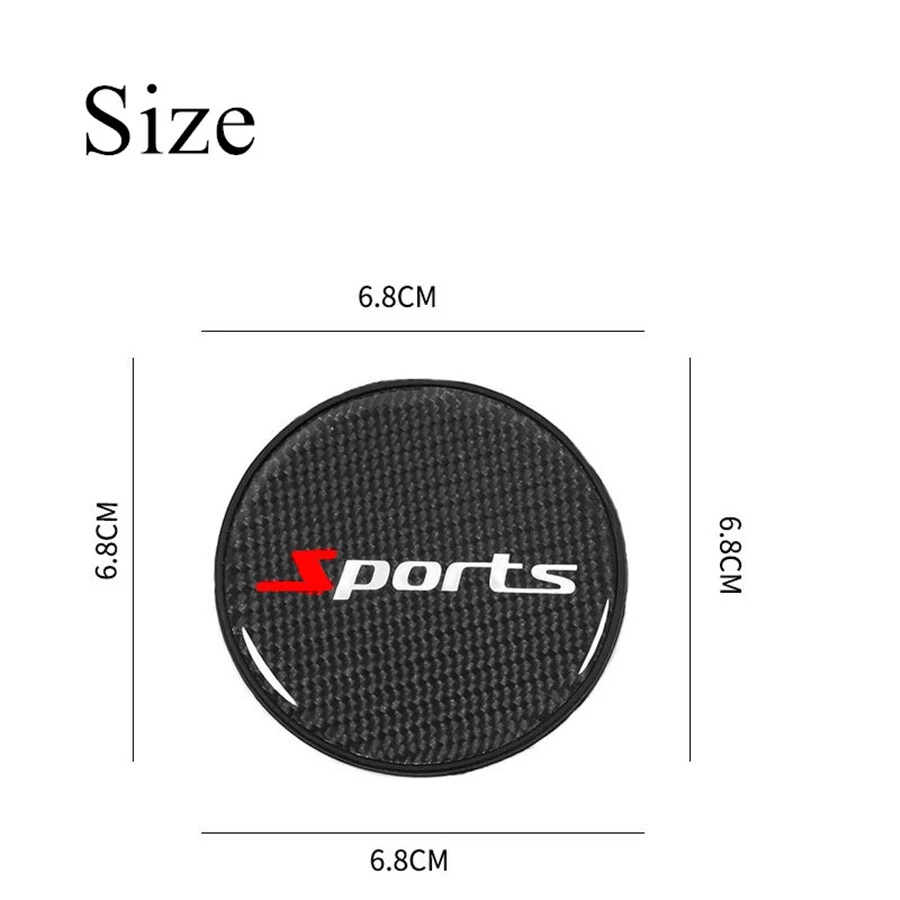  Almohadilla antideslizante estilo deportivo con ranura para taza de agua de coche de fibra de carbono real de 2,7 pulgadas Foto 4 de 4
