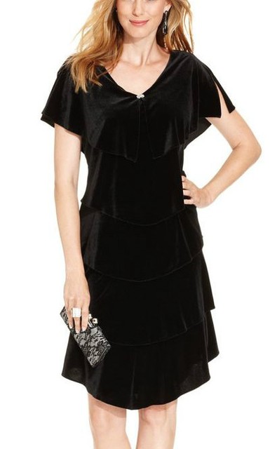 Embellished Tiered Velvet Dress 