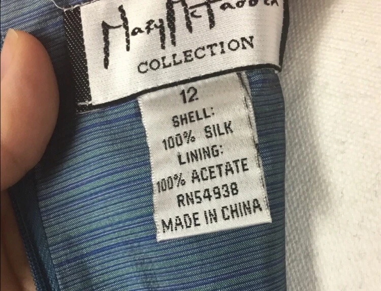 Vestido recto vintage Mary Mcfadden 100 % seda a rayas Foto 3 de 4