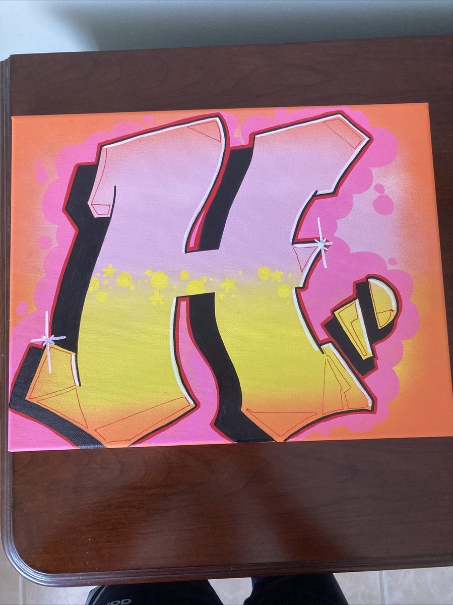 Graffiti “H” 11x14 spray paint and marker Art on Canvas