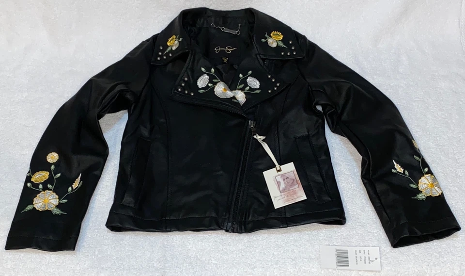 Chaqueta Moto JESSICA SIMPSON Floral Bordada Negra Yel Niñas S M 10/12 L 14/16 Foto 3 de 4